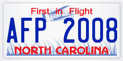 NC license plate AFP2008