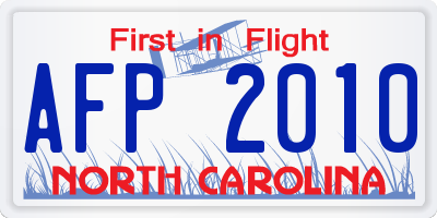 NC license plate AFP2010