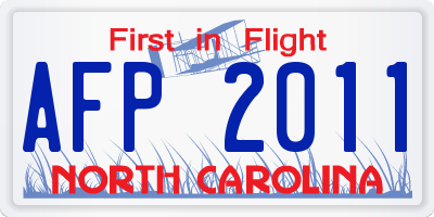 NC license plate AFP2011