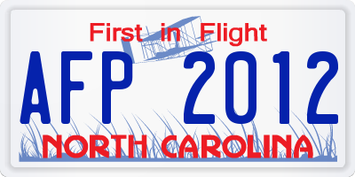NC license plate AFP2012
