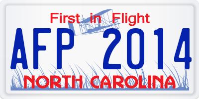NC license plate AFP2014