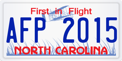 NC license plate AFP2015