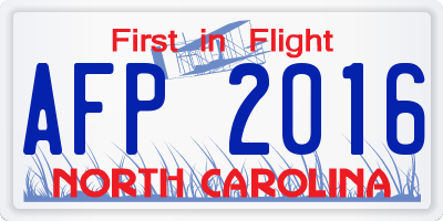 NC license plate AFP2016