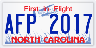 NC license plate AFP2017