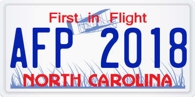 NC license plate AFP2018