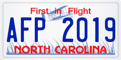 NC license plate AFP2019