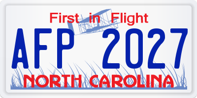 NC license plate AFP2027