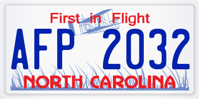 NC license plate AFP2032