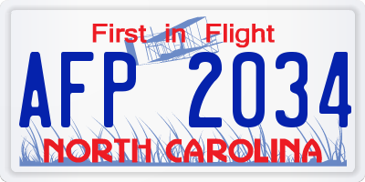 NC license plate AFP2034