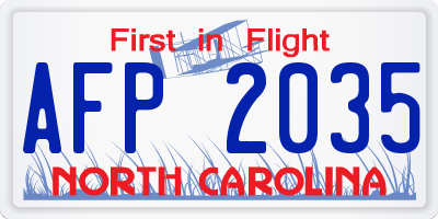 NC license plate AFP2035