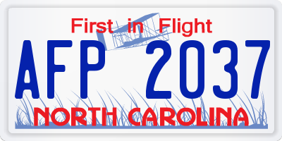 NC license plate AFP2037