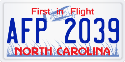 NC license plate AFP2039
