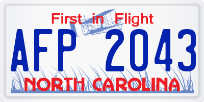 NC license plate AFP2043