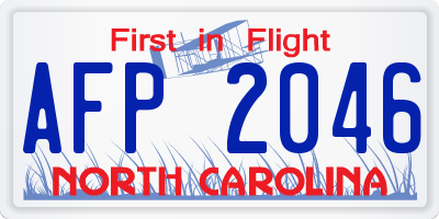 NC license plate AFP2046