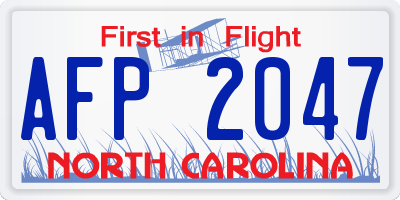 NC license plate AFP2047
