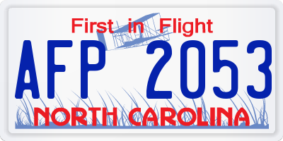 NC license plate AFP2053
