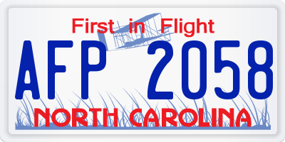 NC license plate AFP2058