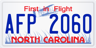 NC license plate AFP2060