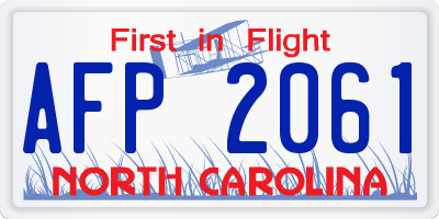 NC license plate AFP2061