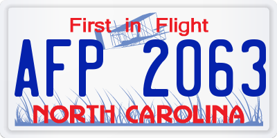 NC license plate AFP2063