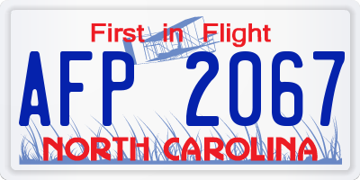 NC license plate AFP2067