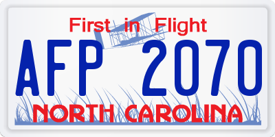 NC license plate AFP2070