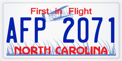 NC license plate AFP2071