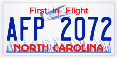 NC license plate AFP2072
