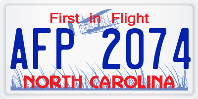 NC license plate AFP2074