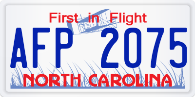 NC license plate AFP2075