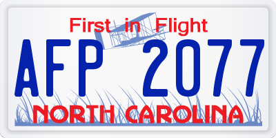 NC license plate AFP2077