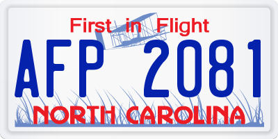 NC license plate AFP2081
