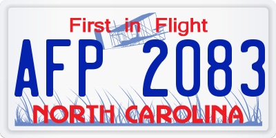 NC license plate AFP2083