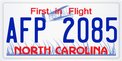 NC license plate AFP2085