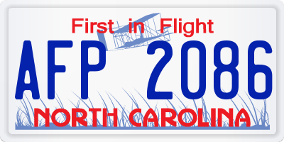 NC license plate AFP2086