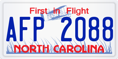 NC license plate AFP2088