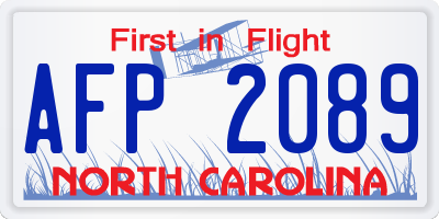 NC license plate AFP2089