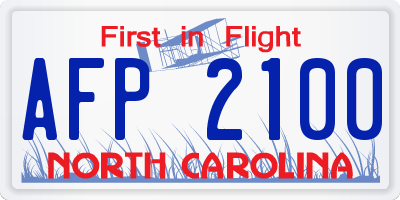 NC license plate AFP2100