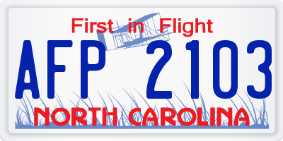 NC license plate AFP2103