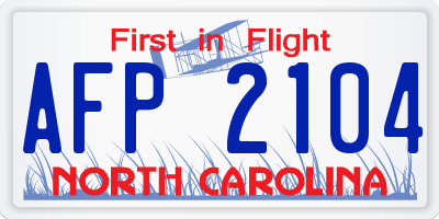 NC license plate AFP2104