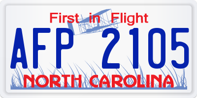 NC license plate AFP2105