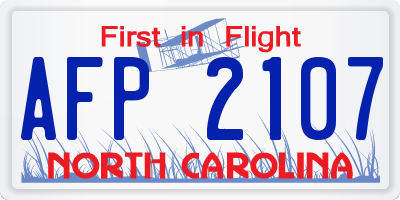 NC license plate AFP2107
