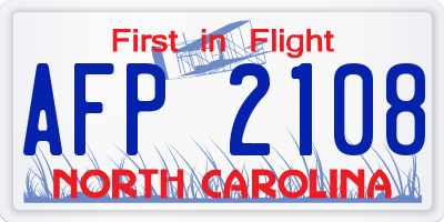 NC license plate AFP2108
