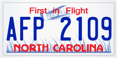 NC license plate AFP2109