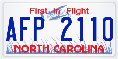 NC license plate AFP2110