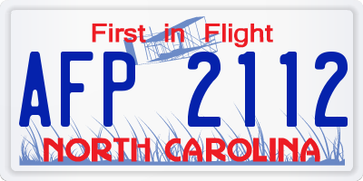 NC license plate AFP2112