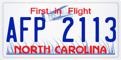 NC license plate AFP2113