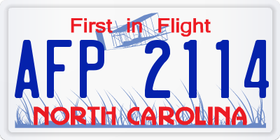 NC license plate AFP2114