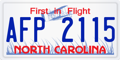 NC license plate AFP2115