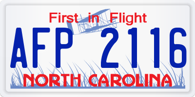 NC license plate AFP2116